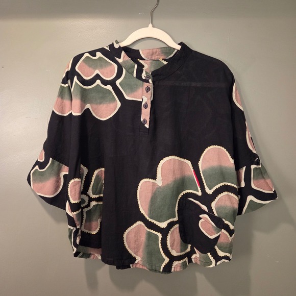 Tops - Boho Women's Boxy Pullover Short Sleeve Blouse 100% Cotton Embroidered Hippie